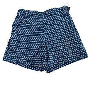 VRST Mens Resort Short 6" Deep Denim Print Blue Floral Hybrid Swim Trunk S NWT